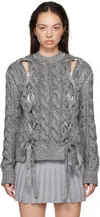 Pushbutton Silver Knit Sweater In Metal