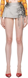 Pushbutton Silver Side Slit Open Micro Skort In Silver
