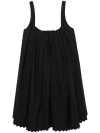 Pushbutton Black Pleated Minidress In Black