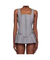 Pushbutton Gray Sleeveless Bustier Top In Gray