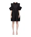 Pushbutton Square Mini Dress In Black