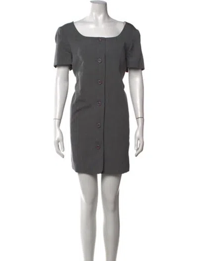Pre-owned Pushbutton Square Neckline Mini Dress In Grey