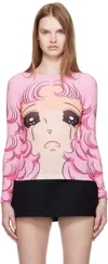 Pushbutton Ssense Exclusive Pink Long Sleeve Crying Girl T-shirt In Pink