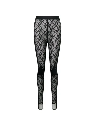 Pushbutton Black Lace Star Patch Leggings
