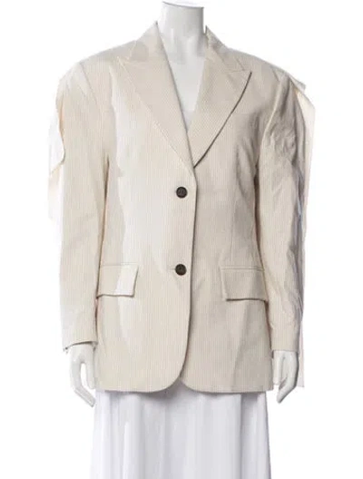 Pre-owned Pushbutton Striped Blazer In Neutral