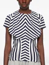 Pushbutton Striped Corset Top In White