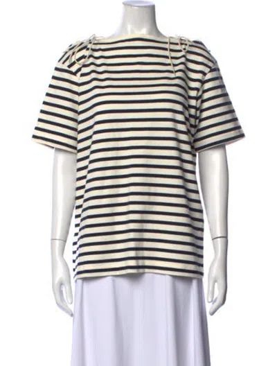 Pre-owned Pushbutton Striped Crew Neck T-shirt In Neutrals