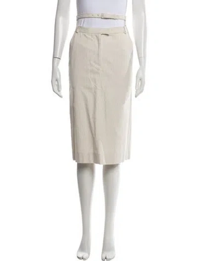 Pre-owned Pushbutton Striped Knee-length Skirt In Neutral