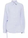 Pushbutton Striped Oversized Shirt In Blue