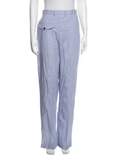 Pre-owned Pushbutton Striped Wide Leg Pants In Blue