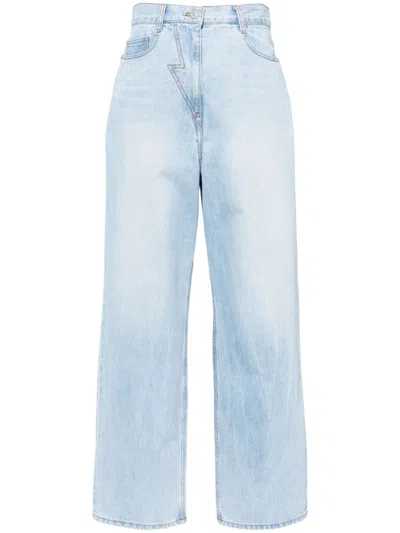 Pushbutton Tapered-leg Jeans In Light Blue