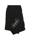 Pushbutton Tie-waist Mini Skirt In Black