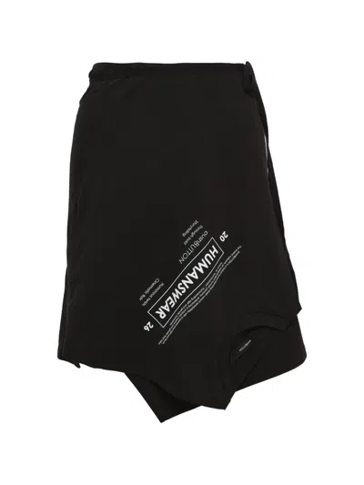 Pushbutton Tie-waist Mini Skirt In Black