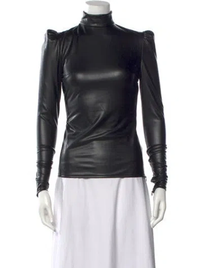 Pre-owned Pushbutton Turtleneck Long Sleeve Top In Black