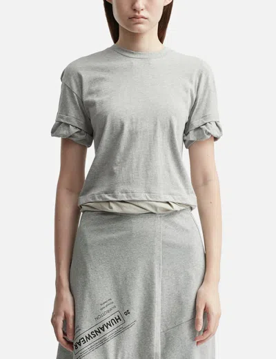 Pushbutton Twisted Fitted Top In Gray