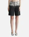 Pushbutton Washed Bermuda Denim Pants In Black