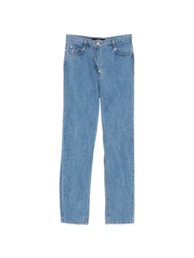 Pushbutton Washed Regular Jeans In Blue