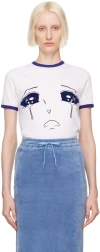 PUSHBUTTON WHITE & BLUE RIB POINT T-SHIRT