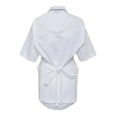Pushbutton White Apron Wrap Pique Top