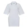 Pushbutton White Apron Wrap Pique Top In White