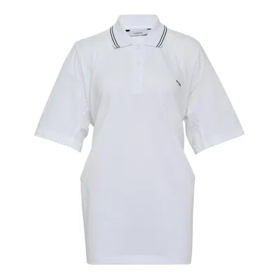 Pushbutton White Apron Wrap Pique Top