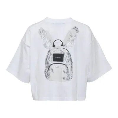 Pushbutton White Backpack Printed T-shirt