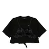 Pushbutton White Bra Point Cropped Top In Black