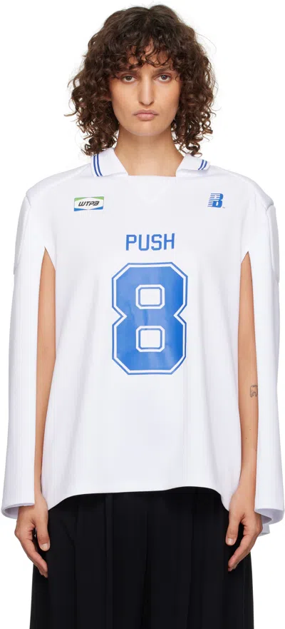Pushbutton White Cape Style Jersey Polo