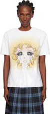 Pushbutton White Crying Girl Sequin T-shirt In White