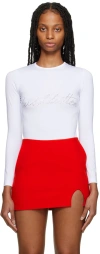 Pushbutton White Crystal Long Sleeve T-shirt In White