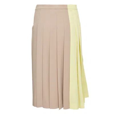 Pushbutton White Dot Midi Pleated Skirt In Multi