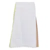 Pushbutton White Dot Midi Pleated Skirt In Multi
