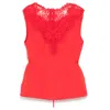 Pushbutton White Hourglass Sleeveless Top In Red