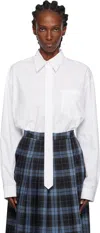 Pushbutton White Neck Tie Shirt In White