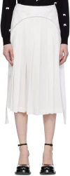 Pushbutton White Pleated Midi Skirt In White