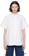 Pushbutton White Ribbon Shirt In White