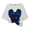 Pushbutton White Twisted Hem Top In White