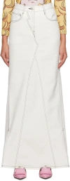 Pushbutton White Vented Denim Maxi Skirt In White