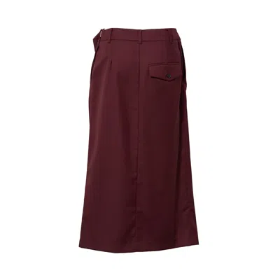 Pushbutton Wine Kangaroo Midi Skirt In Burgundy