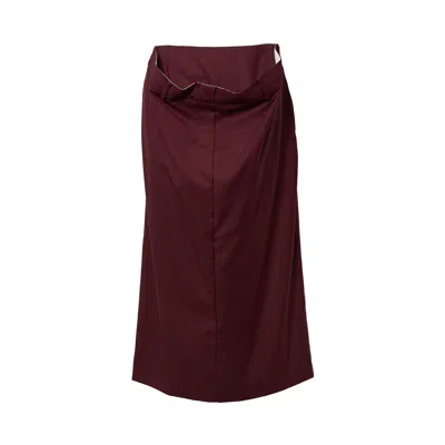 Pushbutton Wine Kangaroo Midi Skirt In Burgundy