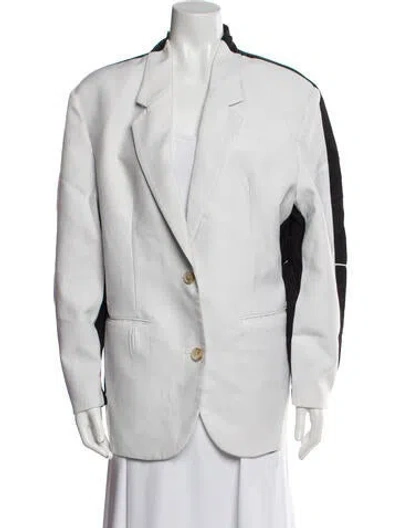 Pre-owned Pushbutton Wool Colorblock Pattern Jacket In White