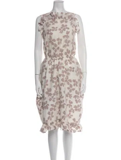 Pre-owned Pushbutton Wool Midi Length Dress In Pink