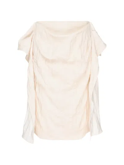 Pushbutton Wrinkled Wing-detail Mini Skirt In Pink