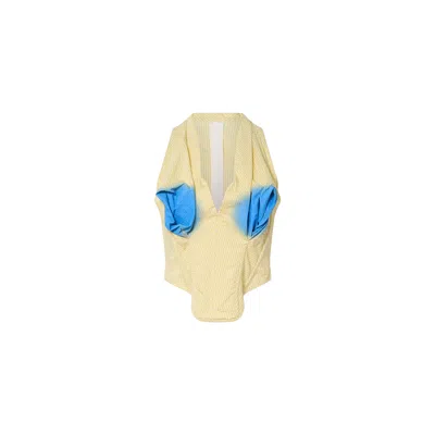 Pushbutton Yellow Bra Draping Halter Top In Neutral