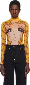 Pushbutton Yellow Crying Girl Mesh Turtleneck In Yellow