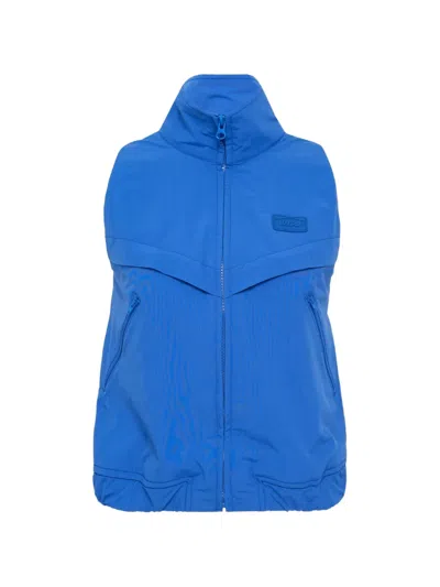 Pushbutton Zip-up Gilet In Blue