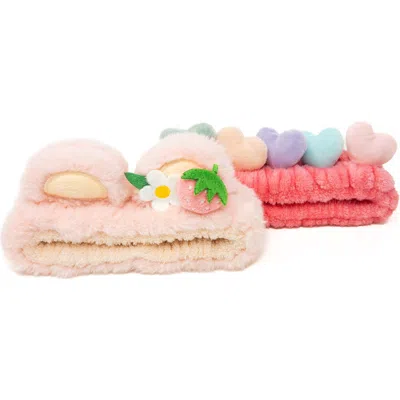 Puttisu Babies'  2pc Plush Spa Headband Set In Pink