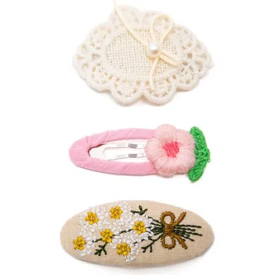 Puttisu Babies'  3pc Hair Clip Crochet Meadow Set In Pink