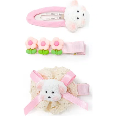 Puttisu Babies'  3pc Hair Clip Set In Pink