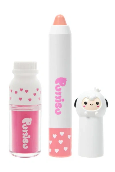 Puttisu Kids'  Butter Lip Crayon & Juicy Lip Gloss Set In Pink